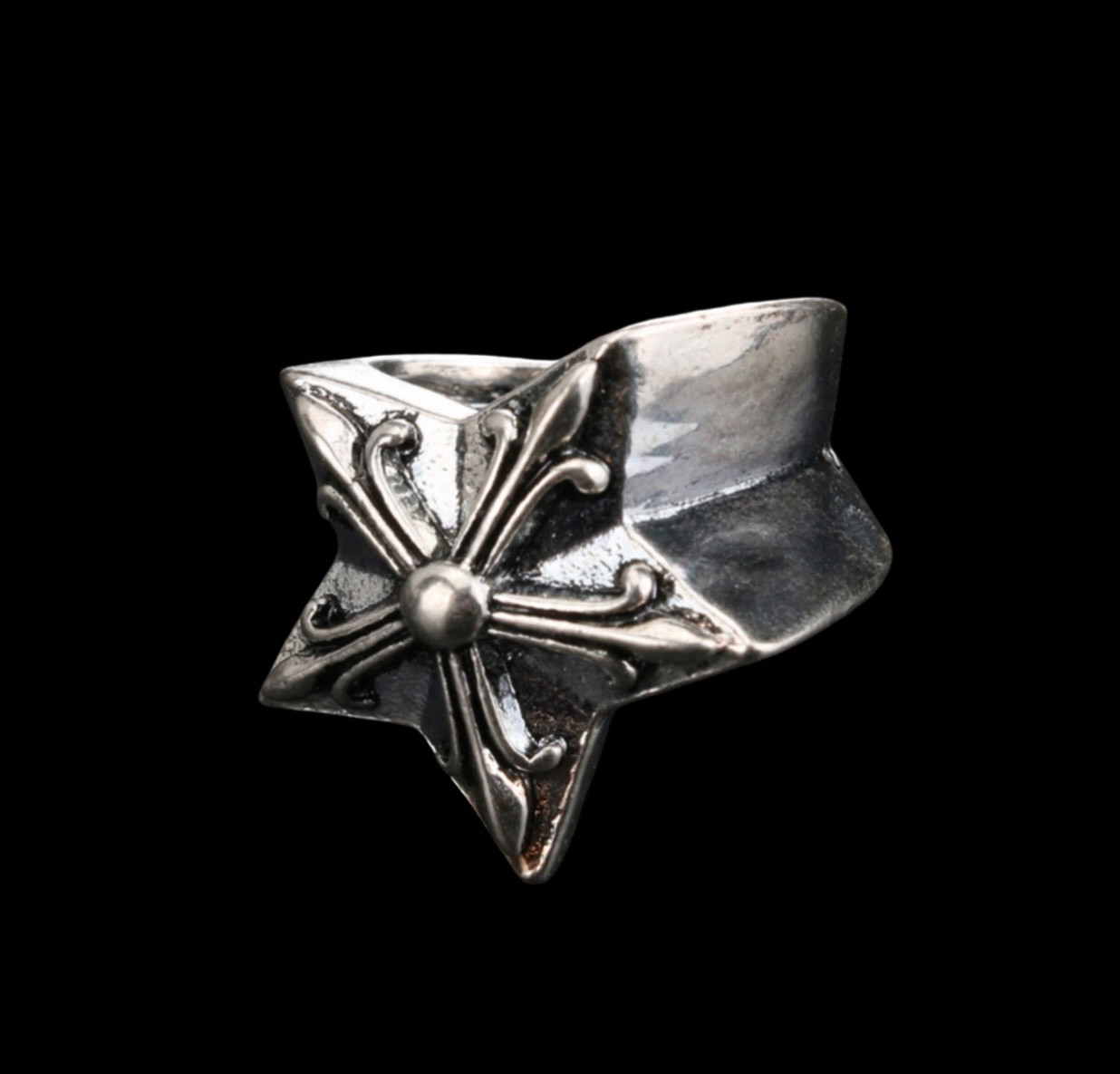 Chrome Star Heart Ring